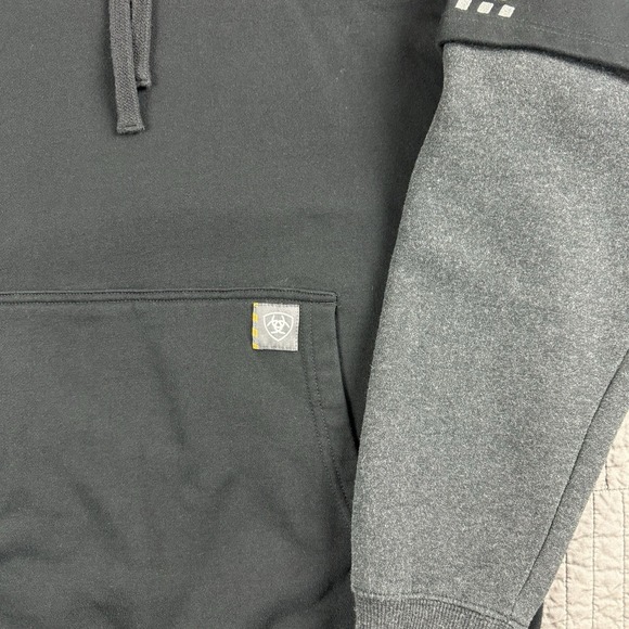Ariat Sweatshirt Men's Medium Rebar Workman Dually Hoodie Black Gray - Picture 4 of 13